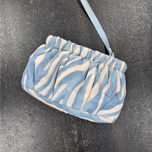 Vince Camuto Blue and Cream Zebra Print Wristlet